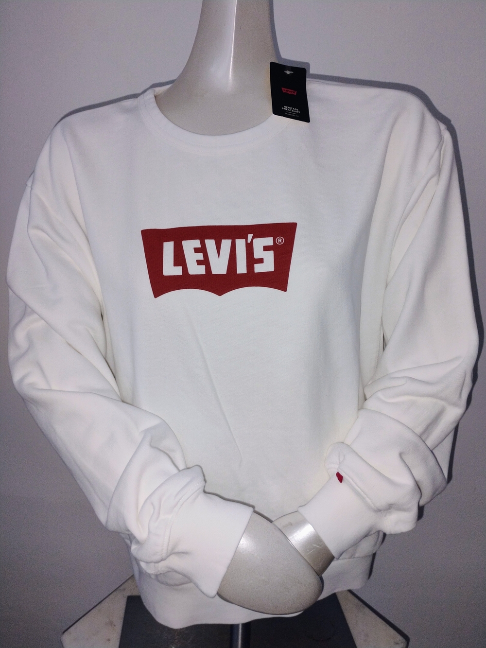 Levi's Graphic Iconic Heritage Crewneck Sweatshirt White & Red Small NWT